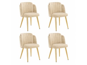 Lot de 4 chaises de salle à manger 58.50×62.00×78.00 cm en métal et bois avec assise rembourrée et pieds réglables marron et doré chicfurn