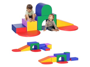 7pcs parcours motricité bébé, jouet d'escalade, mousse blocs de construction avec revêtement synthétique, jouets éducatifs pour enfants d'âge préscolaire, multicolore