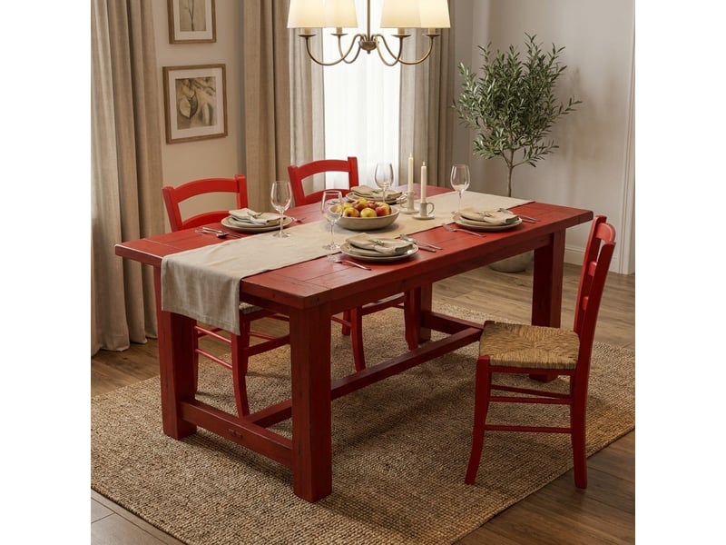  Lot de 2 chaises de salle à manger en bois massif anna - rouge  - Conforama B