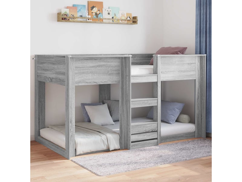  Lit simple- lit adulte -  cadre de lit surélevé gris sonoma 80 x 200 cm bois d'ingénierie  - Conforama C