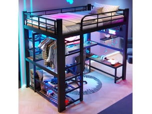 Lit mezzanine 140x200 cm <strong>MODENUIT </strong> <strong></strong> coloris noir