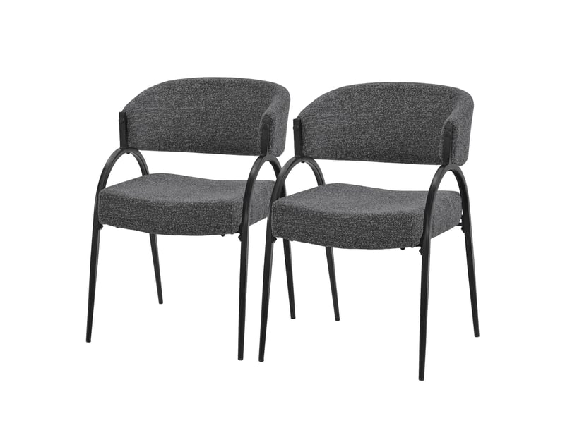  Ml-design lot de 2 chaises de salle à manger rembourrées en tissu bouclé, avec accoudoirs et dossier incurvée, cadre en acier, rembourrage confortable, pour salon cuisine bureau, 120 kg, anthracite ECD Germany GmbH - Conforama A