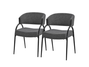 Ml-design lot de 2 chaises de salle à manger rembourrées en tissu bouclé, avec accoudoirs et dossier incurvée, cadre en acier, rembourrage confortable, pour salon cuisine bureau, 120 kg, anthracite