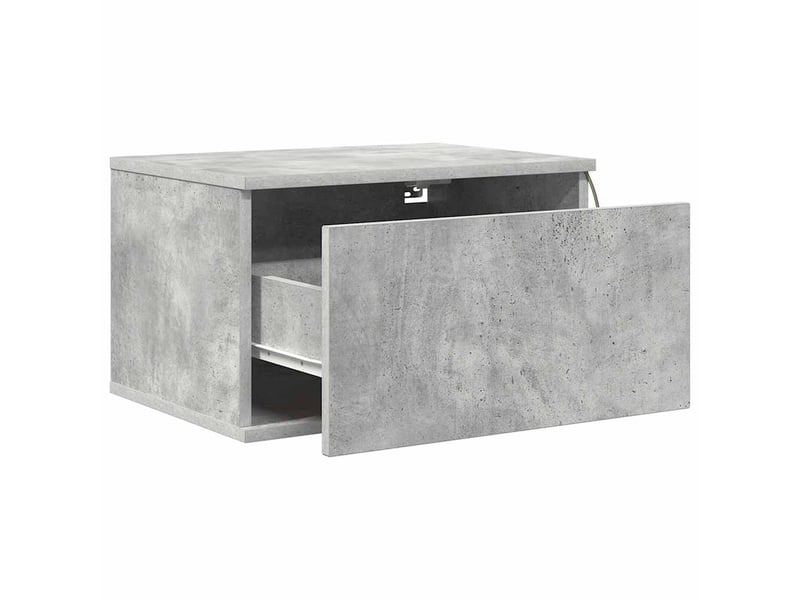  Table de chevet - cabinet de chevet - table de nuit murale avec lumières led gris béton  - Conforama E