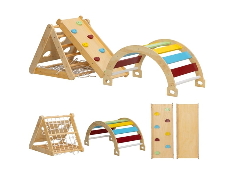 Triangle d'escalade intérieur 7 en 1 168x62,5x57 cm bois multicolore - Conforama C