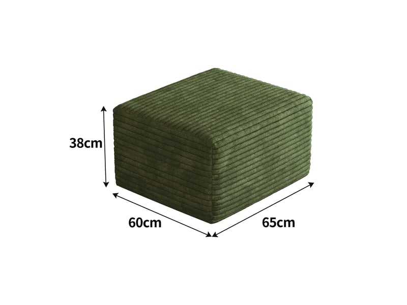  Pouf en velours côtelé vert repose-pieds modulaire pour salon rembourrage mousse 65x60x38cm  - Conforama C