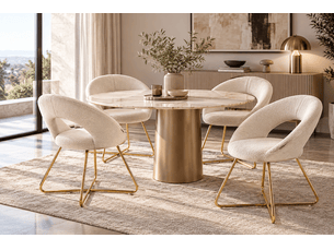 Lot de 4 chaises bubble gold velours - blanc doudou