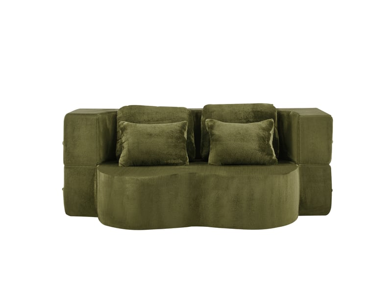  Canapé de sol convertible 2 places vert avec 4 coussins - 198 x 60 x 76 cm  - Conforama A