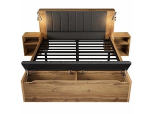 Lit avec rangement 160x200 cm    coloris bois foncé