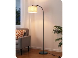 Lampe arc 161 cm noir beige en lin orientable e27 6w led