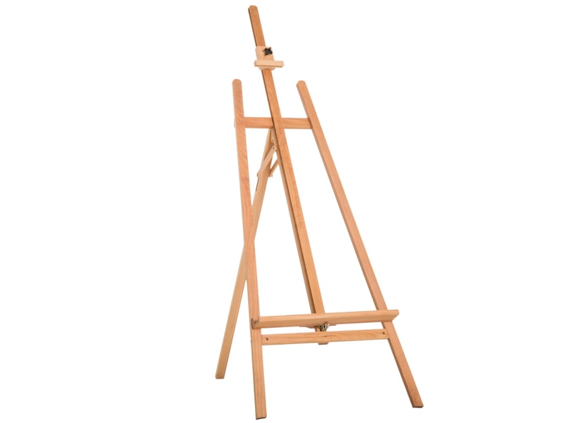  Chevalet d'artiste sur pieds, inclinaison et hauteur réglables, dim. 65l x 44l x 174-230h cm, bois de hêtre clair  - Conforama A