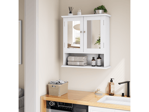 Armoire de salle de bain murale avec miroir, étagère réglable, armoire à pharmacie pour buanderie et cuisine.