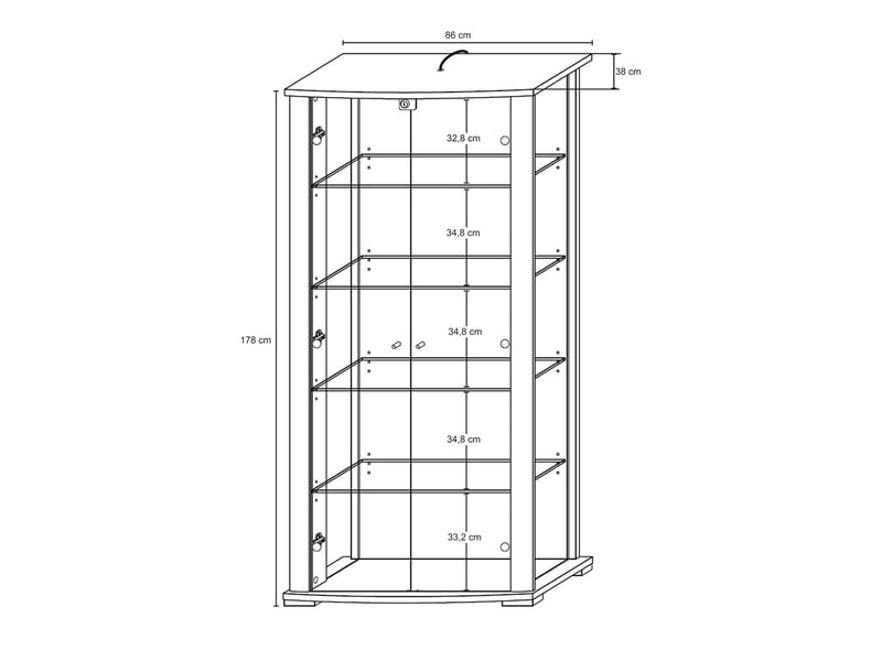 Vitrine avec serrure STELLA 2 coloris blanc - Conforama H