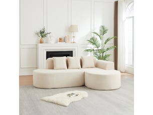 Canapé d'angle, canapé modulable, design moderne, 220 cm, en velours tricoté, mobilier pour espace de vie, forme incurvée