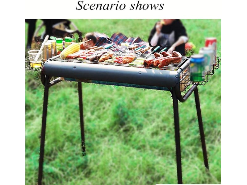  Barbecue au charbon de bois en acier inoxydable portable pliable pour plus de 5 personnes 73x37x82 cm noir  - Conforama C