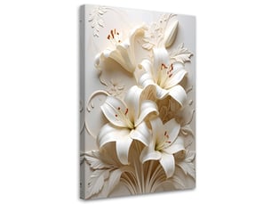 Tableaux, lys blancs dans une élégante composition florale en 3d 30x45