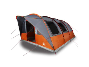 Tente de camping, tente tunnel 5 personnes gris et orange imperméable shl90477