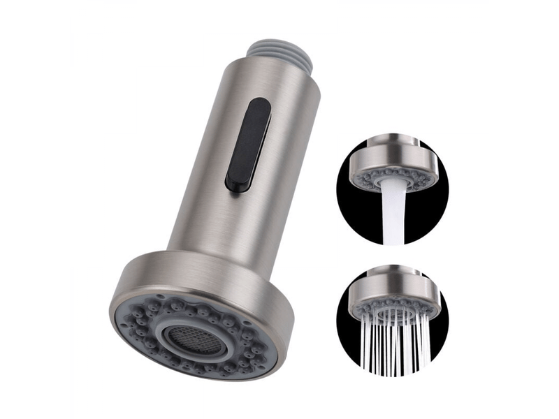  Pommeau de douche extractible pour évier avec bouton d'arrêt, double pommeau de douche brossé, adapté aux robinets d'évier de cuisine  - Conforama A