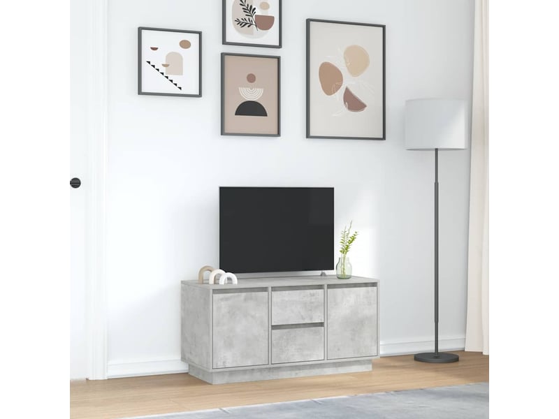  Meuble tv - banc tv - meuble de rangement avec lumières led gris béton 100x41x50 cm  - Conforama D
