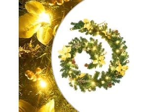 Guirlande de noël avec lumières led vert 2,7 m pvc