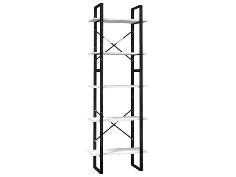 Bibliothèque à 5 niveaux, armoire à livres blanc 60x30x175 cm bois de pin  - Conforama A