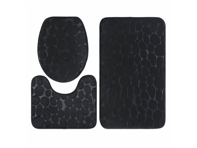  Lot de 3 tapis de bain antidérapants - noir  - Conforama C