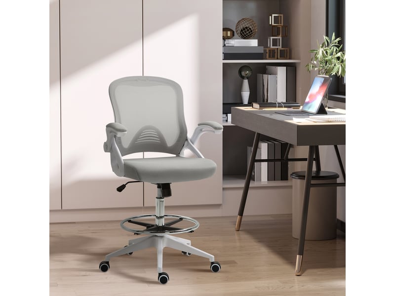  Chaise de bureau pivotante, avec repose-pieds et siège pivotant, en acier noir, 64 x 60 x 106-126 cm  - Conforama D