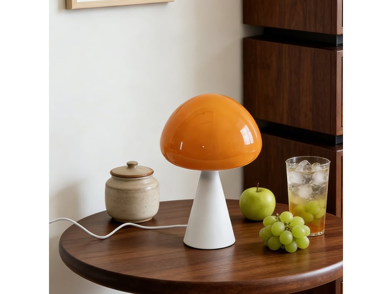  Lampe de table champignon style français – ambiance lumineuse, déco pour bureau et chevet-orange  - Conforama A