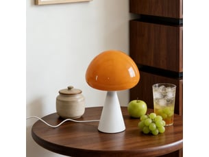 Lampe de table champignon style français – ambiance lumineuse, déco pour bureau et chevet-orange