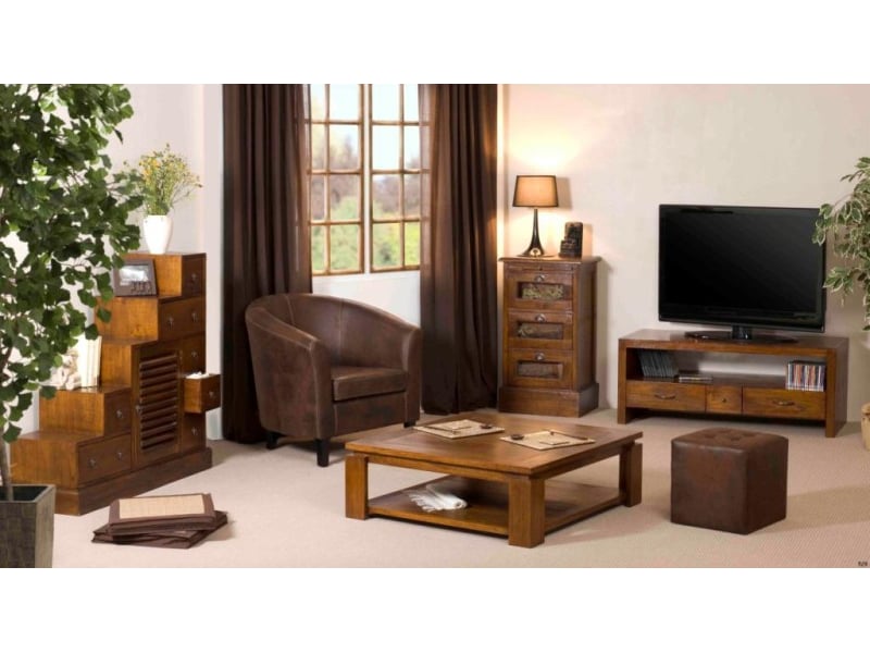  Lauren - meuble escalier 105x37 cm marron bois mindi  - Conforama C