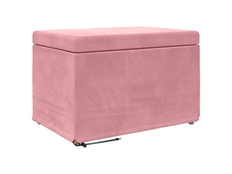 Tabouret bas, ottoman rose 61x41x40 cm velours et bois composite - Conforama A