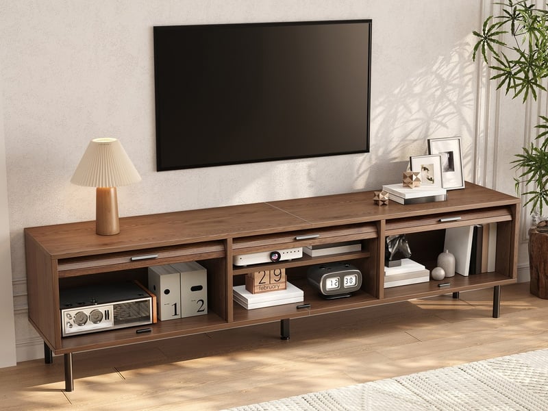  Meuble tv bas 180 cm, finition noyer  - Conforama B