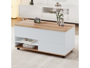 Table basse rectangulaire coloris blanc <strong></strong> <strong></strong> - 98 cmx100 cm