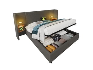 Lit simple 160x200 cm COVREO coloris gris