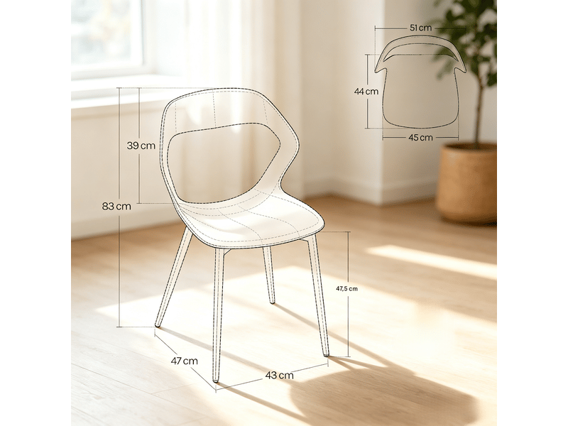  Lot de 4 chaises de salle à manger en polypropylène blanc, pieds en métal T5828P542940 - Conforama C