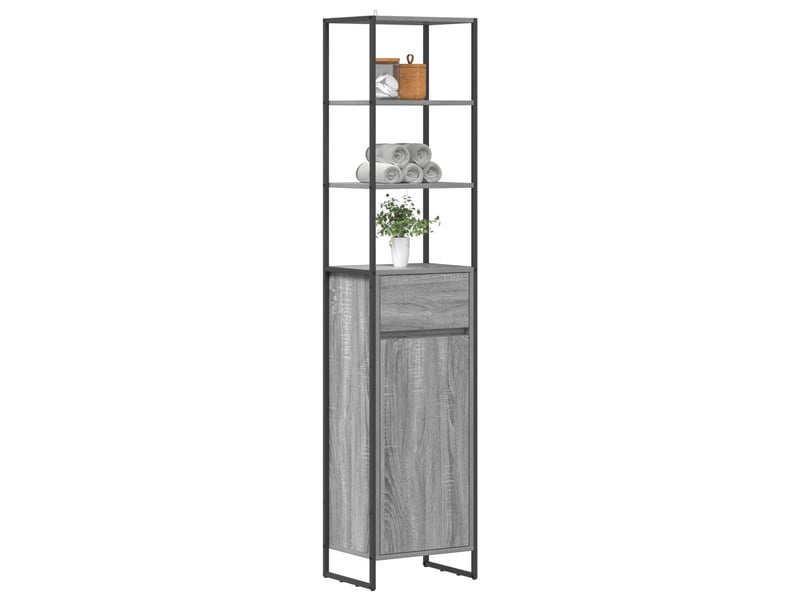  Cabinet de salle de bain, meuble de rangement gris sonoma 40x30x180 cm  - Conforama C