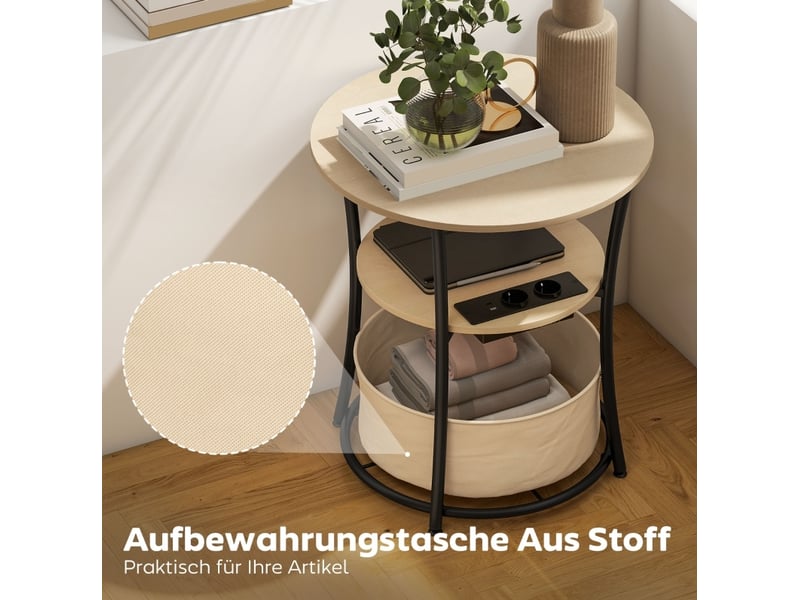  Bout de canapé rond avec prises et rangement ø 50 cm evryae  - Conforama C