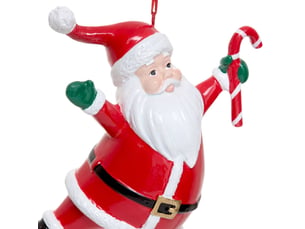 Suspension de sapin père noël joyeux en résine rouge 13 cm