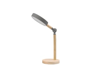 Fabrilamp pontica lampe de bureau led gris et bois 15 w 1125 lm, articulée, 3 températures