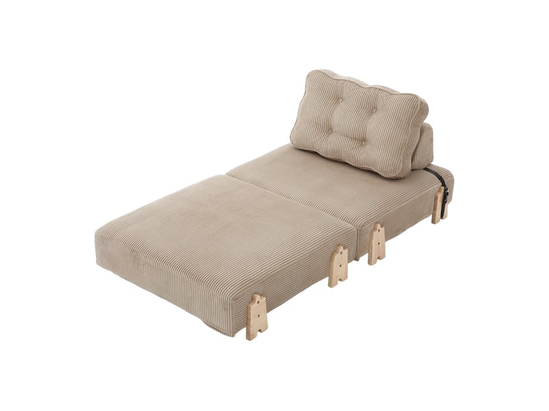  Fauteuil convertible modenvie, canapé-lit 1 place en velours côtelé kaki, pliable, avec pieds en bois clair, 90 x 86 x 84 cm  - Conforama A