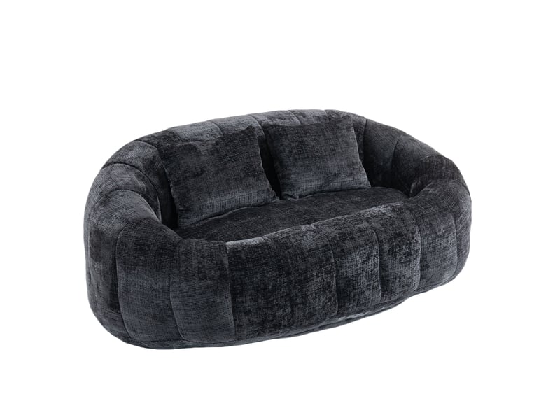  Pouf géant fauteuil poire chenille noir confortable intérieur extérieur adulte enfant  - Conforama E