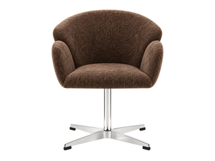 Chaise de salle à manger pivotante 360°, velours marron, acier inoxydable, 64x64x78 cm
