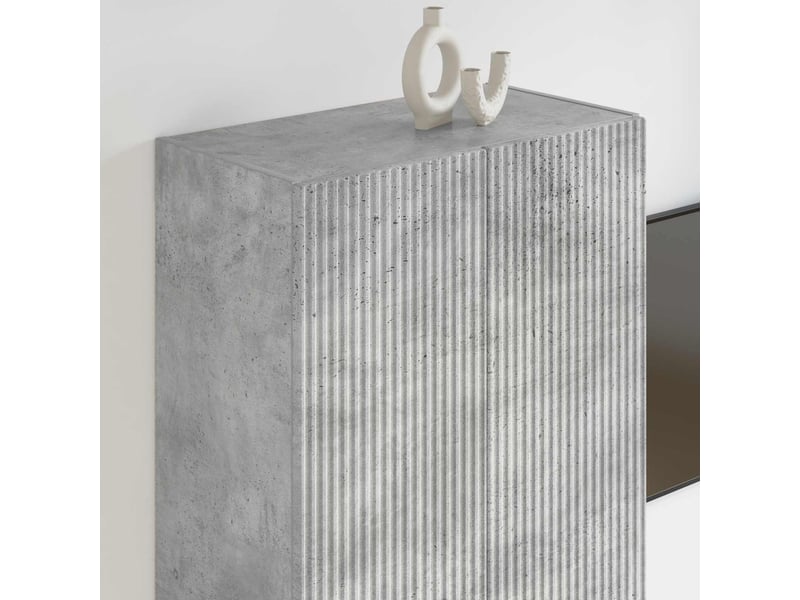  Meuble tv - banc tv - meuble de rangement mural 59,5 x 31 x 100 cm gris béton bois d'ingénierie  - Conforama D