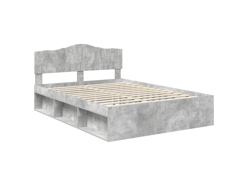  Lit double- lit adulte -  cadre de lit gris béton 150 x 200 cm bois de pin massif  - Conforama C
