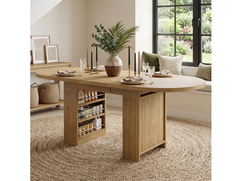  Table à manger extensible 150 à 200 cm, 6 à 8 personnes, mdf couleur chêne  - Conforama D