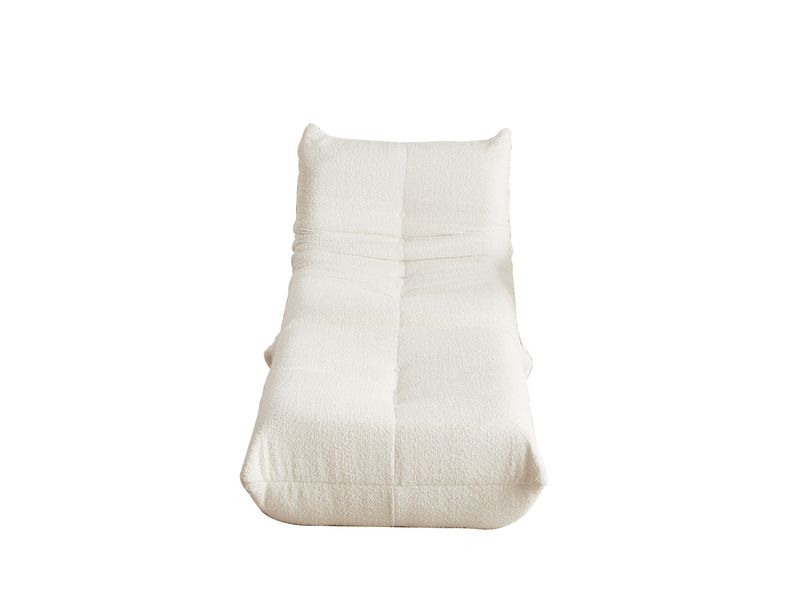  Fauteuil de sol et repose-pieds, chauffeuse ergonomique, mousse haute densité, salon, max 150kg, en chenille blanc  - Conforama A