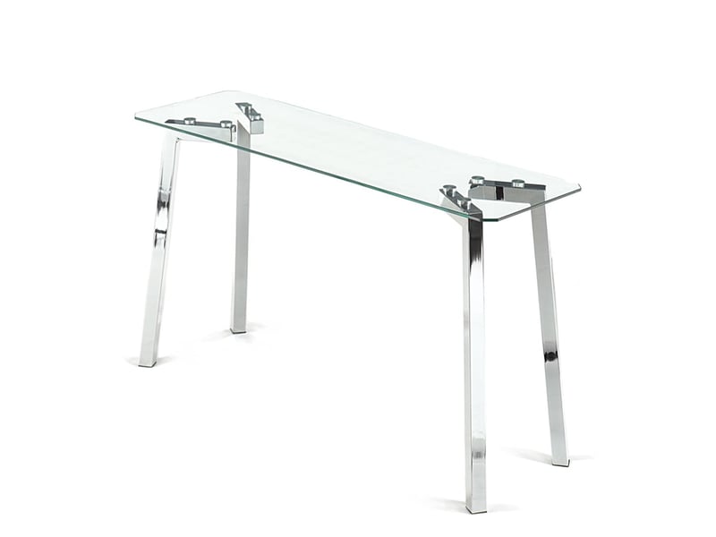 Console d'entrée en verre trempé et métal chromé gilbert  - Conforama A