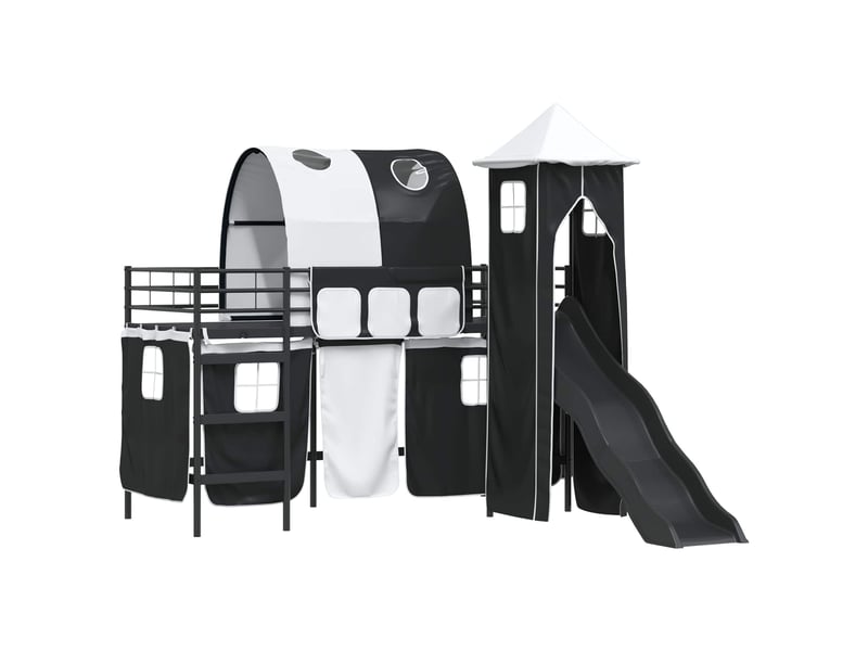  Cadre de lit superposé pour enfants - lit jeune uni noir 90 x 190 cm métal  - Conforama D