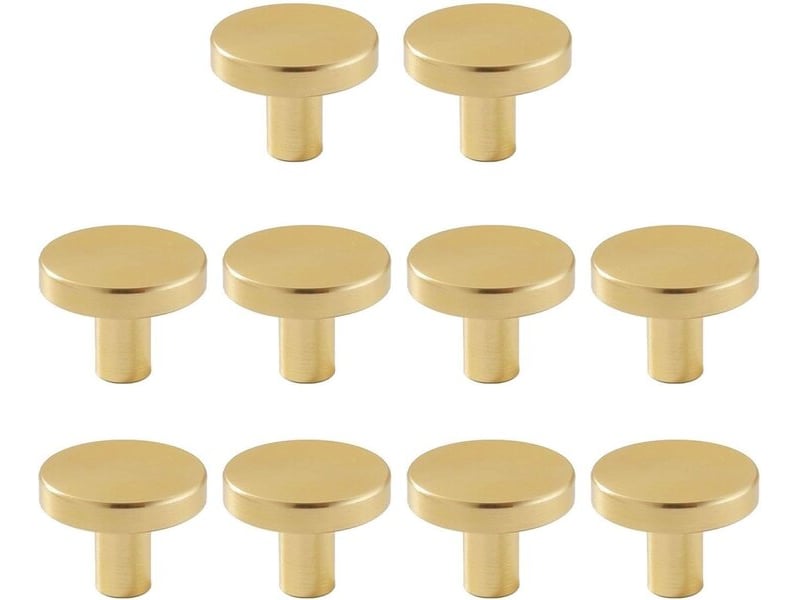  Paquet de 10 poignées à un seul trou dorées, poignées en laiton pour tiroirs, portes et cuisine  - Conforama A