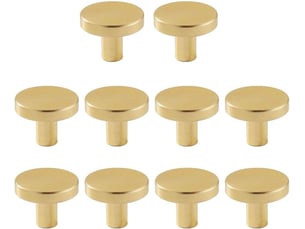 Paquet de 10 poignées à un seul trou dorées, poignées en laiton pour tiroirs, portes et cuisine